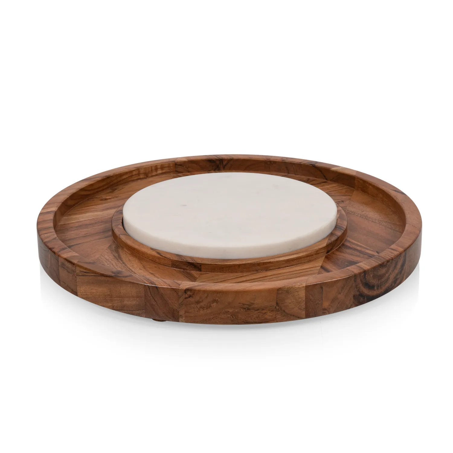Picnic Time Acacia Wood Isla Serving Platter w/ Marble Insert