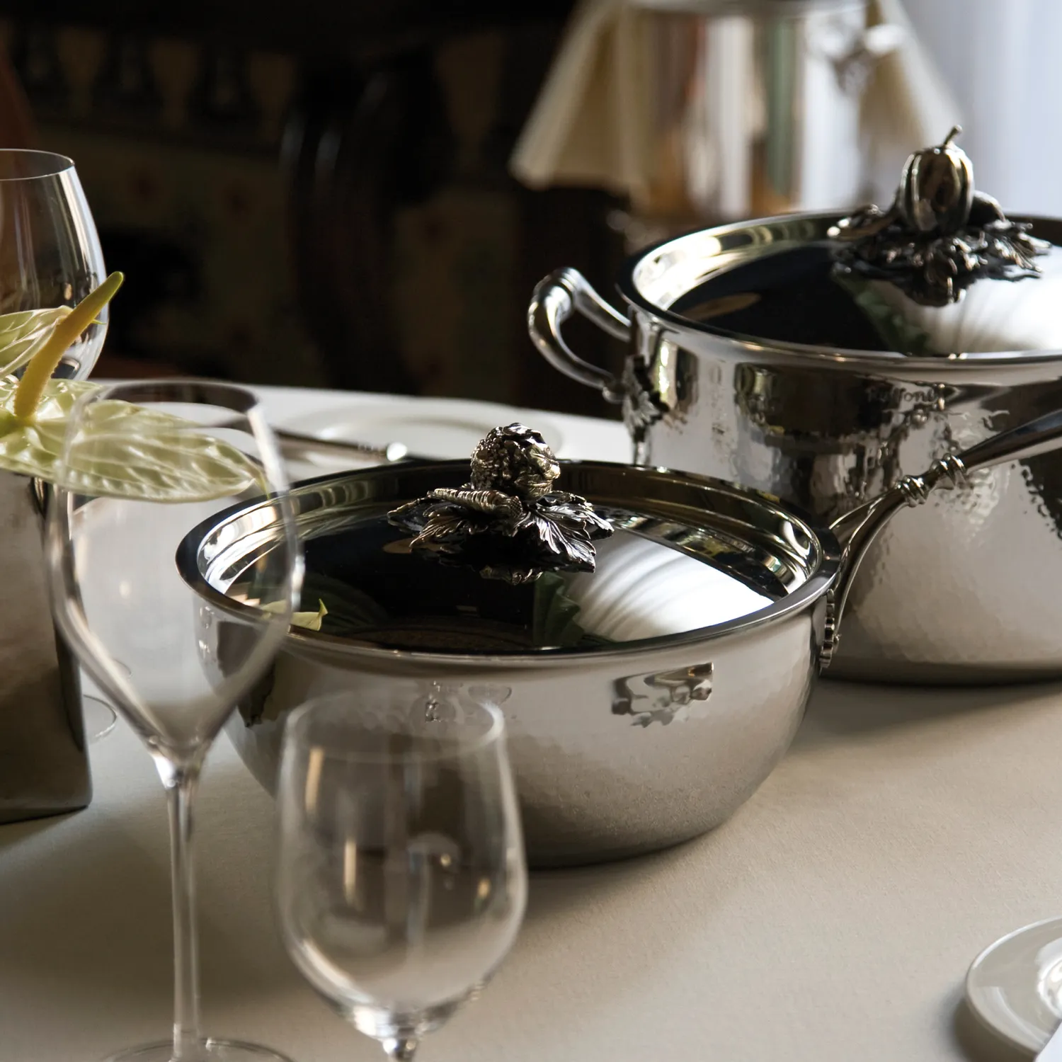 Ruffoni Opus Prima Hammered Stainless Steel Chef's Pan, 4 qt.
