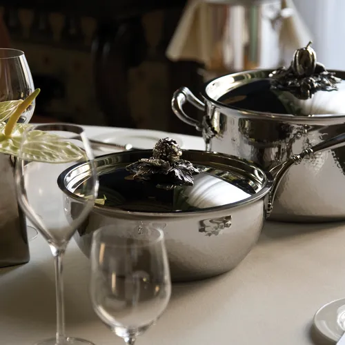 Ruffoni Opus Prima Hammered Stainless Steel Chef's Pan, 4 qt.
