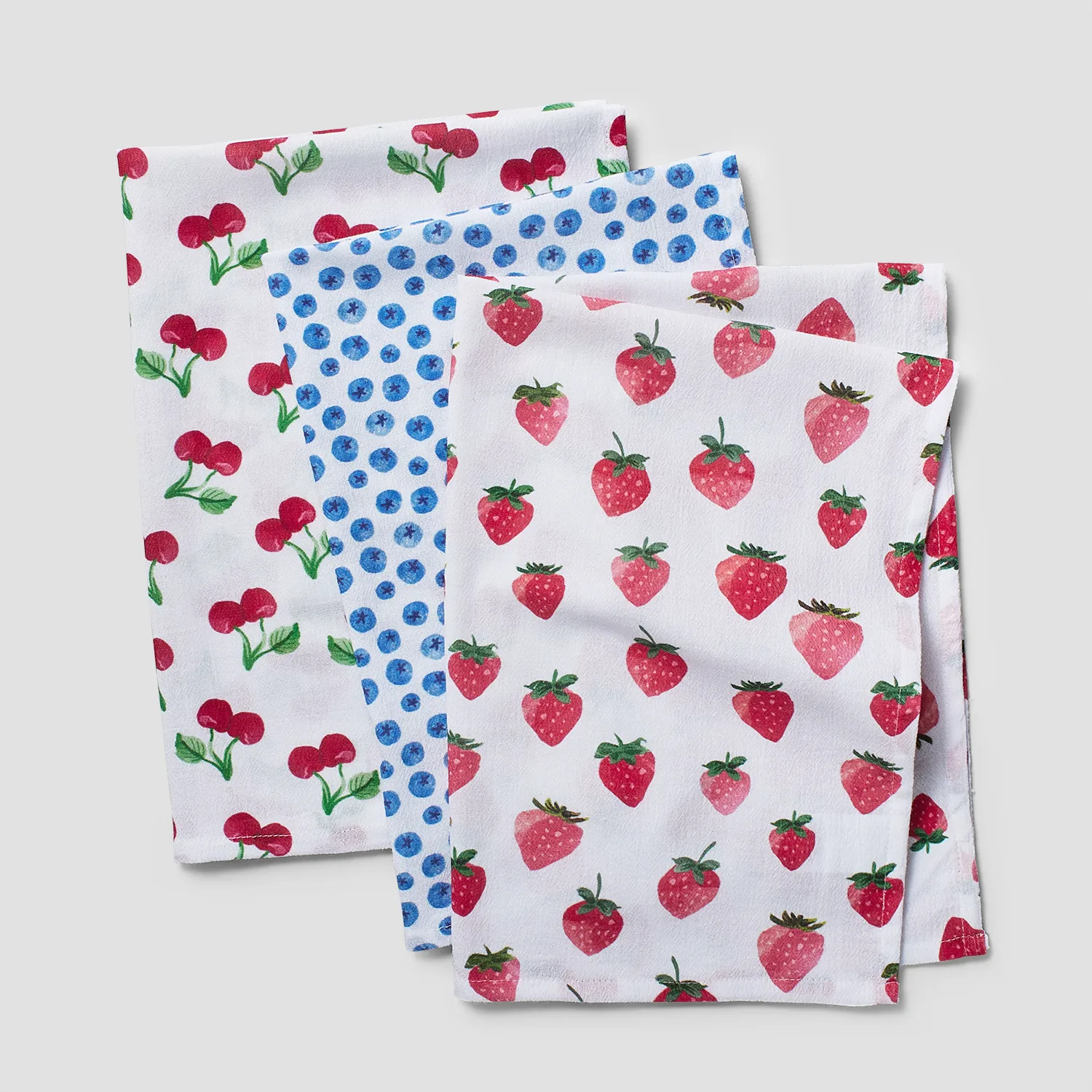Sur La Table Assorted Berry Flour Sack Towels, Set of 3