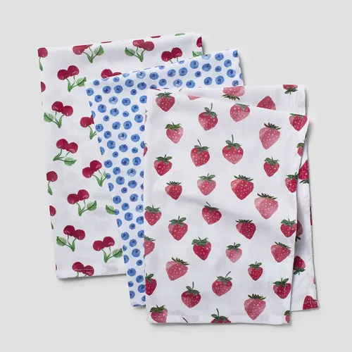 Sur La Table Assorted Berry Flour Sack Towels, Set of 3