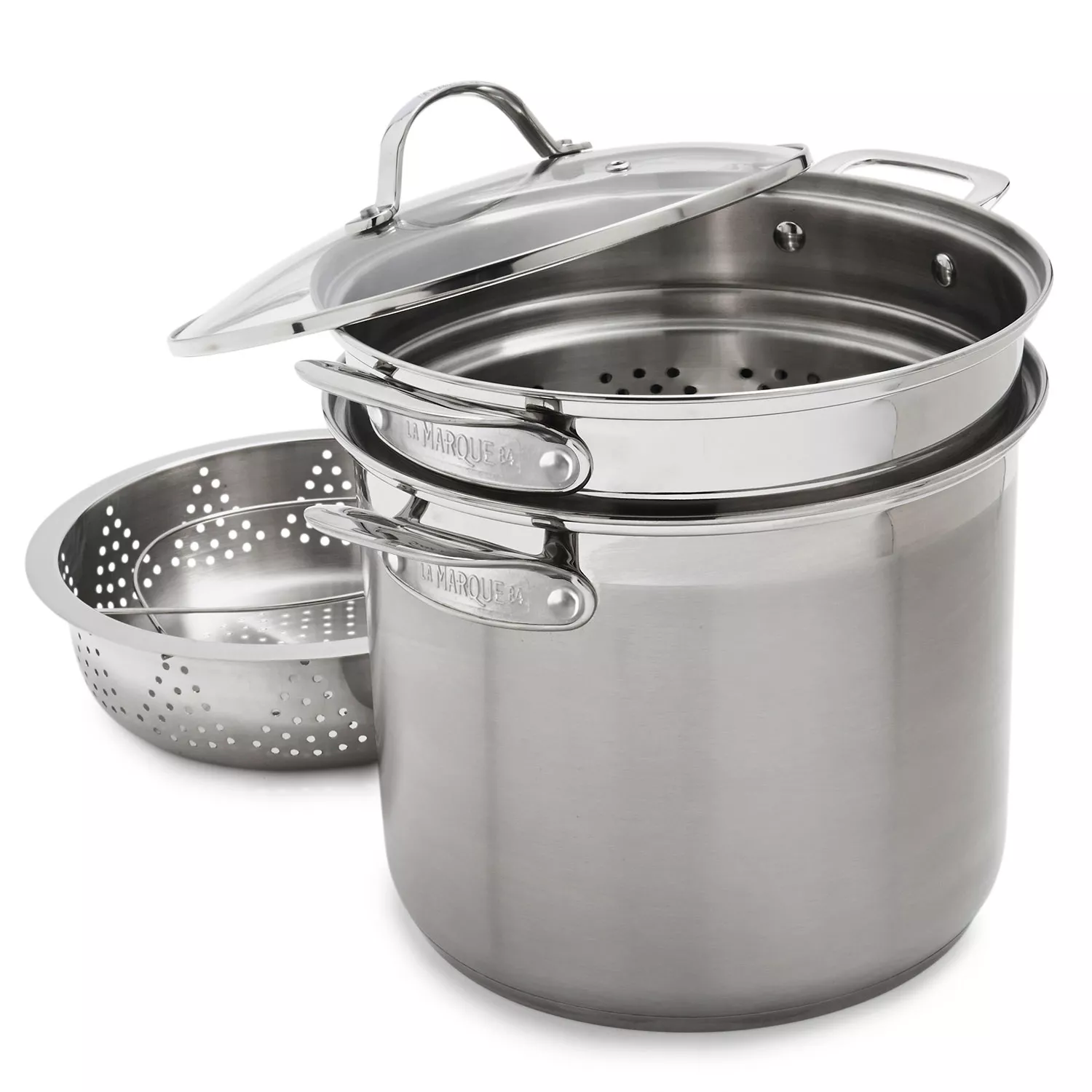 La Marque Stockpot with Pasta and Steamer Insert, with lid, 12 QT.