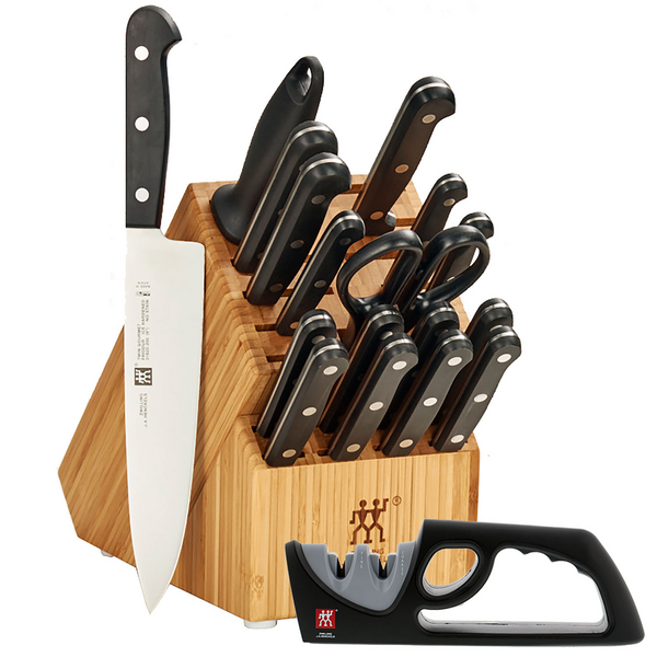 Zwilling J.A. Henckels Twin Gourmet 18-Piece Knife Block Set with Bonus Sharpener