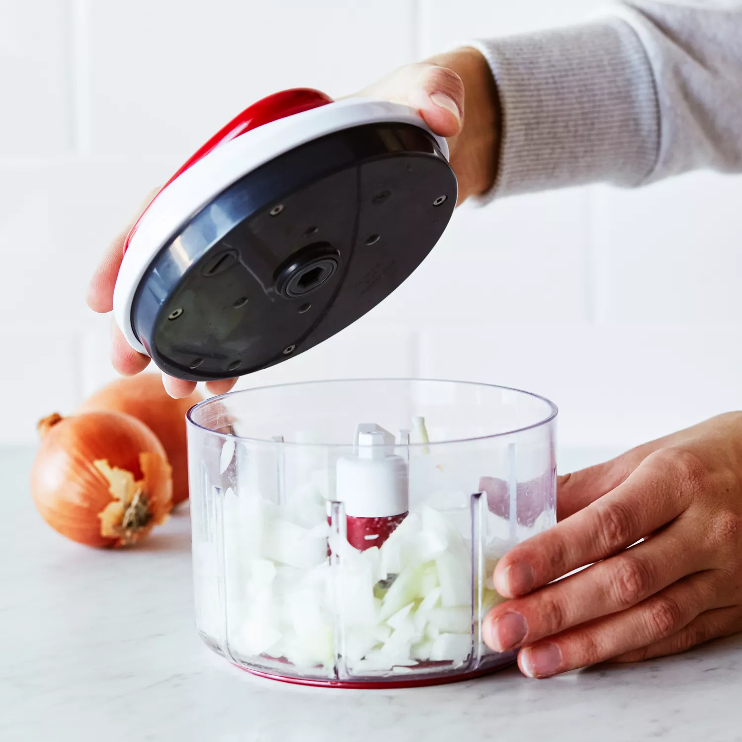  Hand Powered Food Chopper,Portable Easy Pull Food
