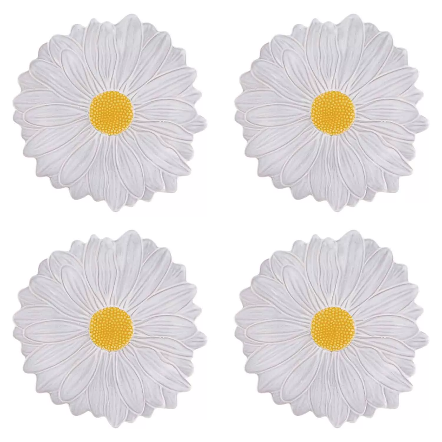 Bordallo Pinheiro Maria Flor Daisy Fruit Plates, Set of 4