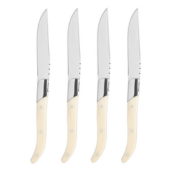 French Home Laguiole Connoisseur Steak Knives with Faux Ivory Handles, Set of 4