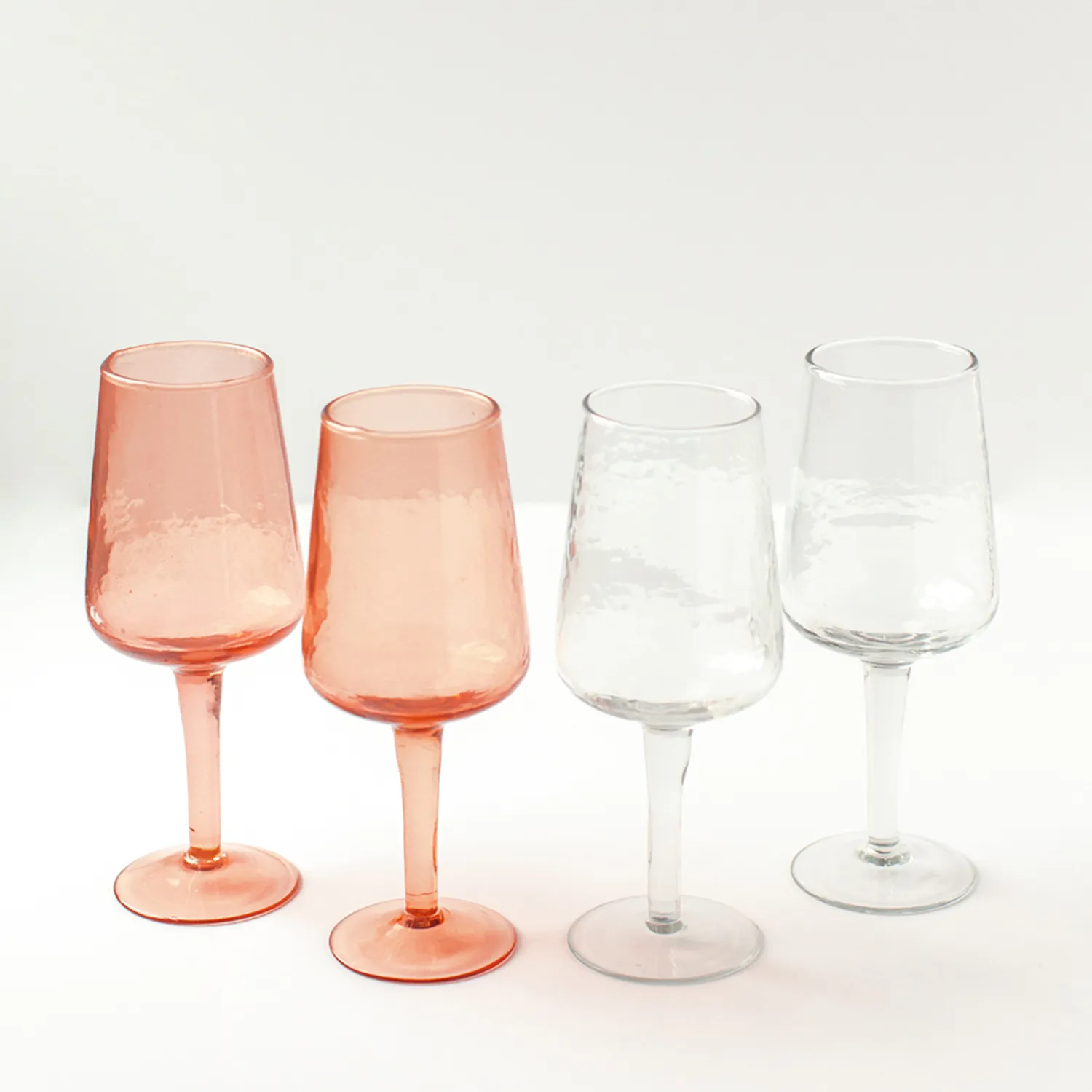 Powered by People Handblown Hammered Wine Glasses, Set of 4