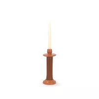 Alcantara-Frederic Large Leather Wrapped Candle Holder
