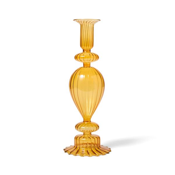 Sur La Table Orange Glass Taper Candle Holder, 9.8"