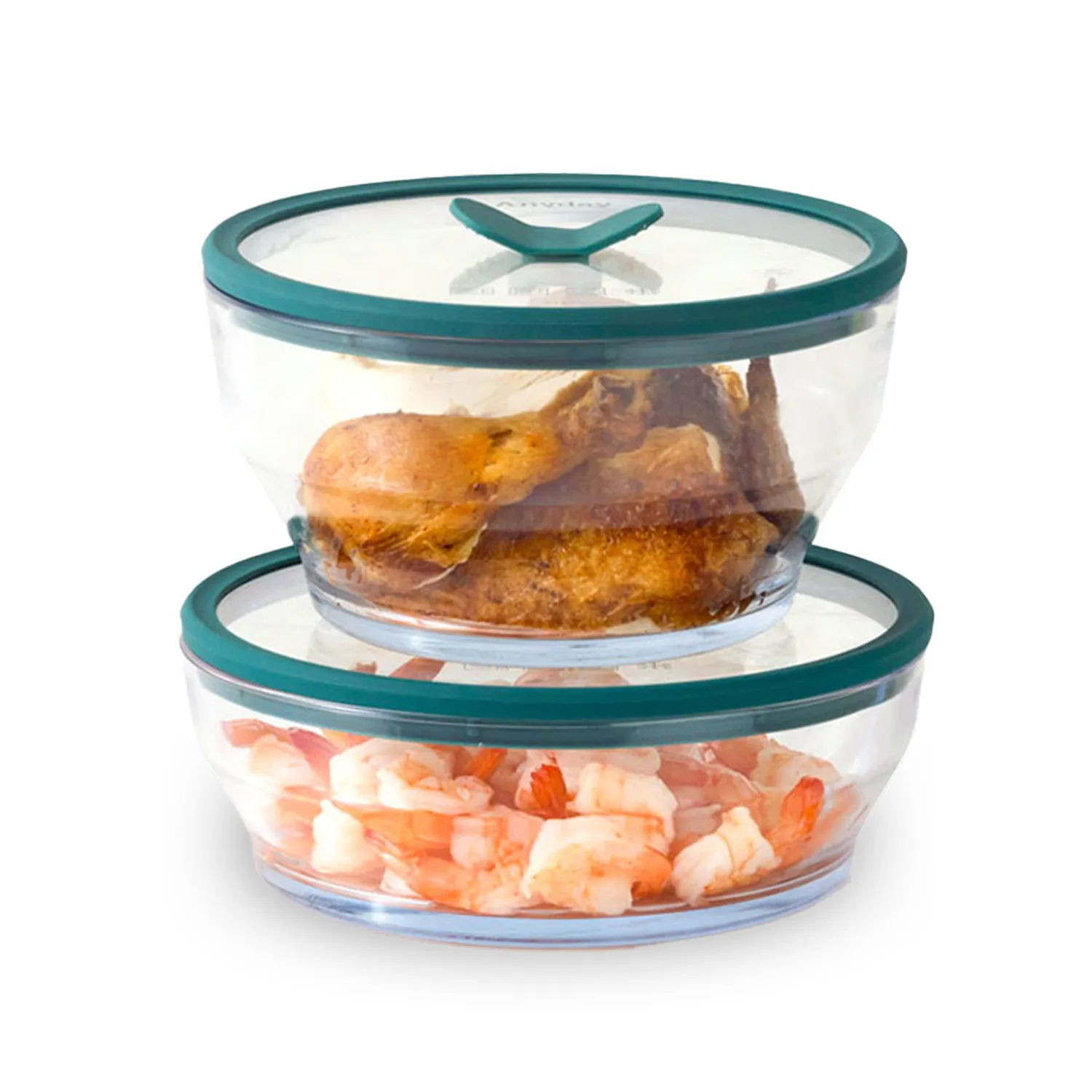 Anyday Microwave Large 4-Piece Glass Round Dish Set