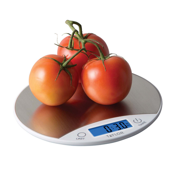 Taylor Round Digital Kitchen Scale Stainless Steel, 11 lb.