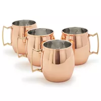 Moscow Mule Mugs Set – 4 Hammered Copper 20oz Cups, 4 Straws, 1 Double Jigger, Stainless Steel, Gift Box