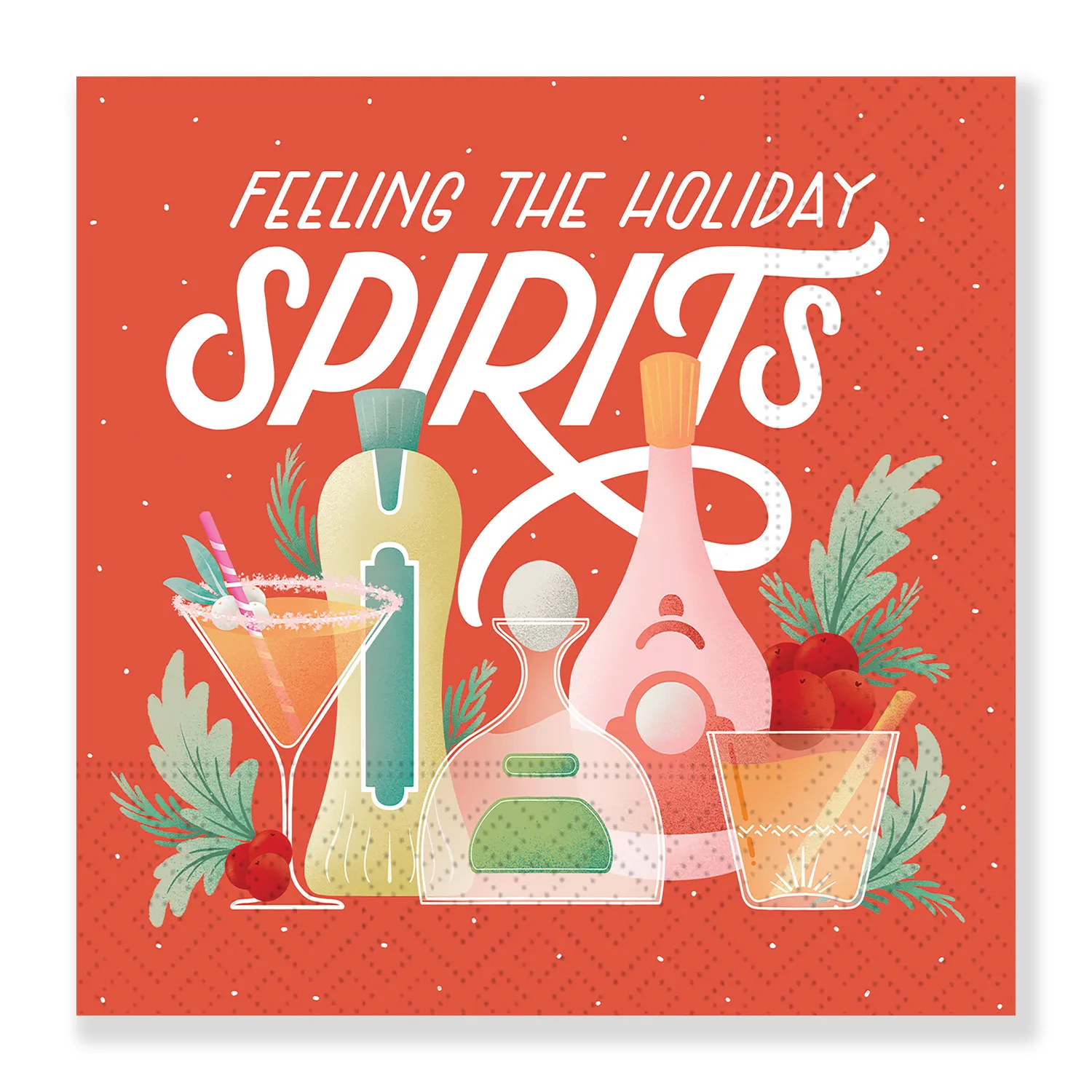 Holiday Spirits Cocktail Napkins, Set of 20