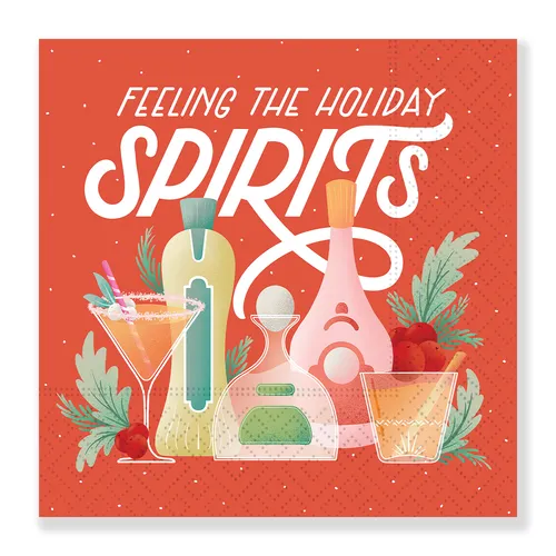 Holiday Spirits Cocktail Napkins, Set of 20