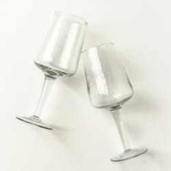 Powered by People Handblown Hammered Wine Glasses, Set of 4