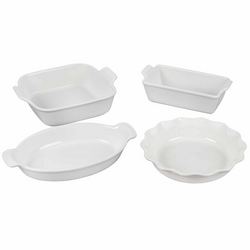Mason Craft & More 4-Piece White Ceramic Bakeware Set 