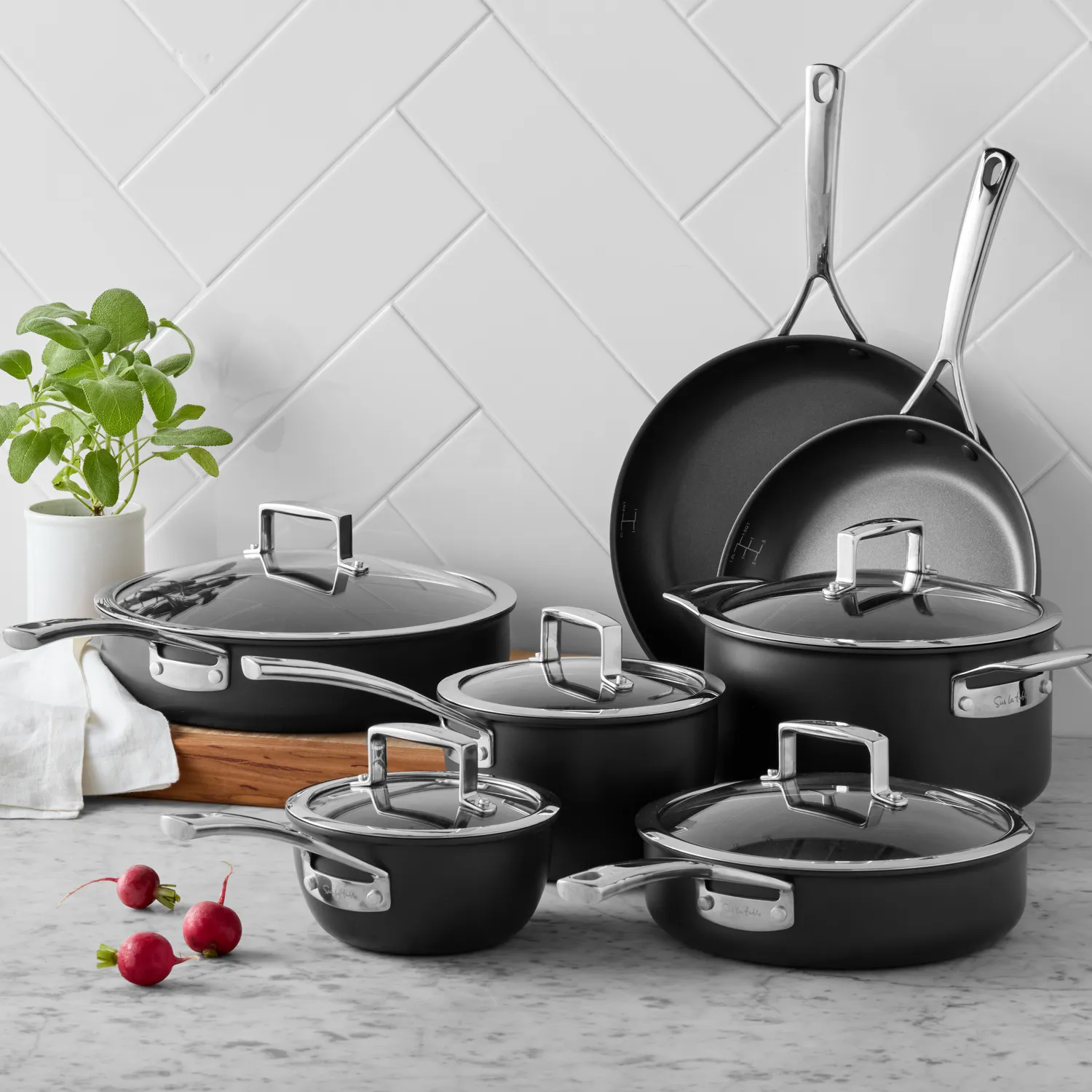 Sur La Table Classic Hard Anodized Ceramic Nonstick 10-Piece Cookware Set