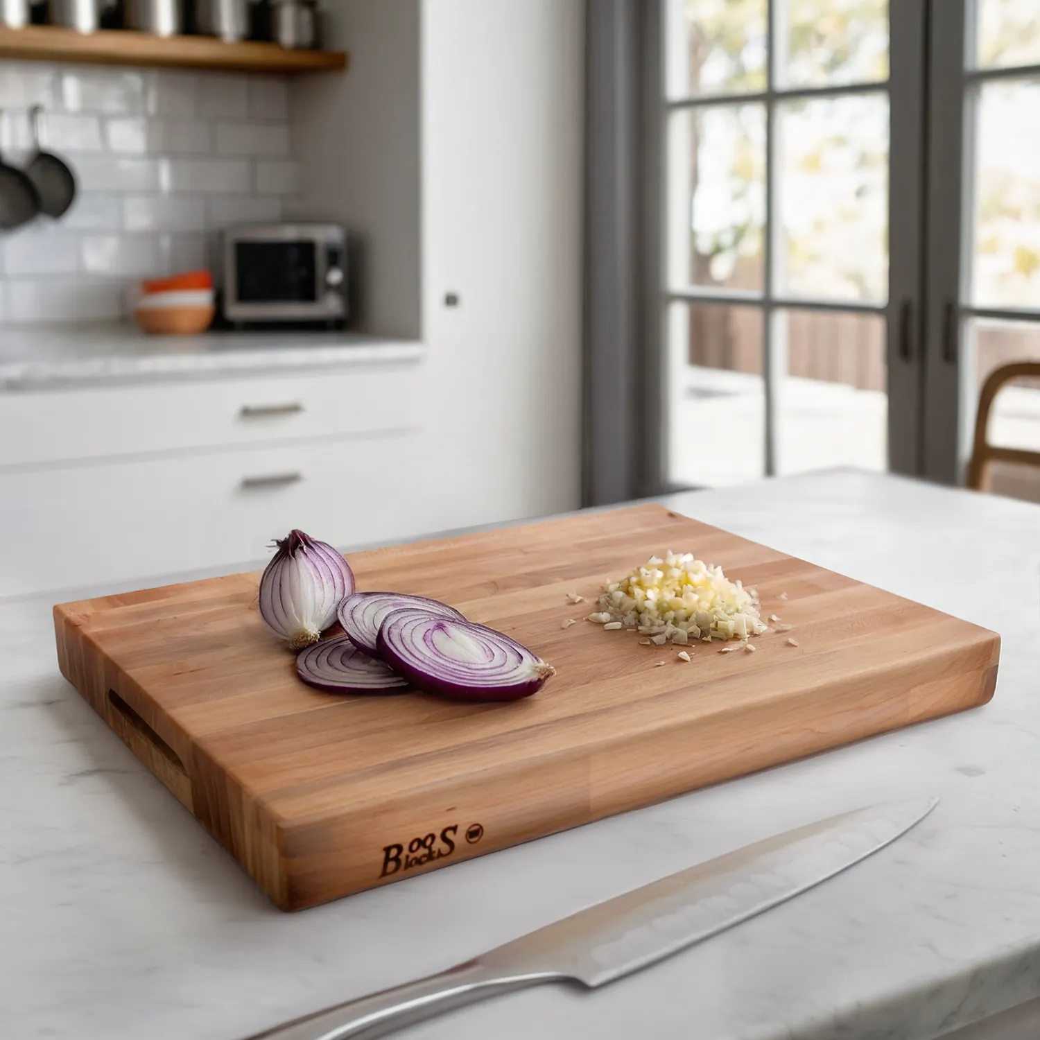 John Boos Maple Edge Grain Cutting Board with Insert,2.25" Thick