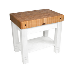 John Boos Maple End Grain 5" Thick Homestead Butcher Block Table, 24"x34"x36"