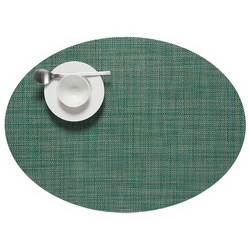 Chilewich Mini Basketweave Oval Placemat, 14" x 19.25" Modern texture in fresh colors for Spring and Summer, to use for indoor or outdoor dining