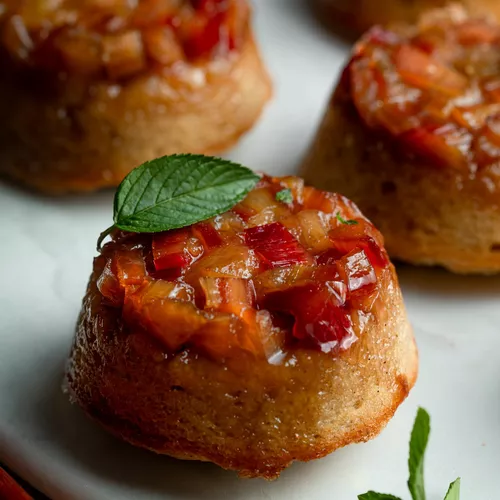 Mini Rhubarb Upside Down Cakes