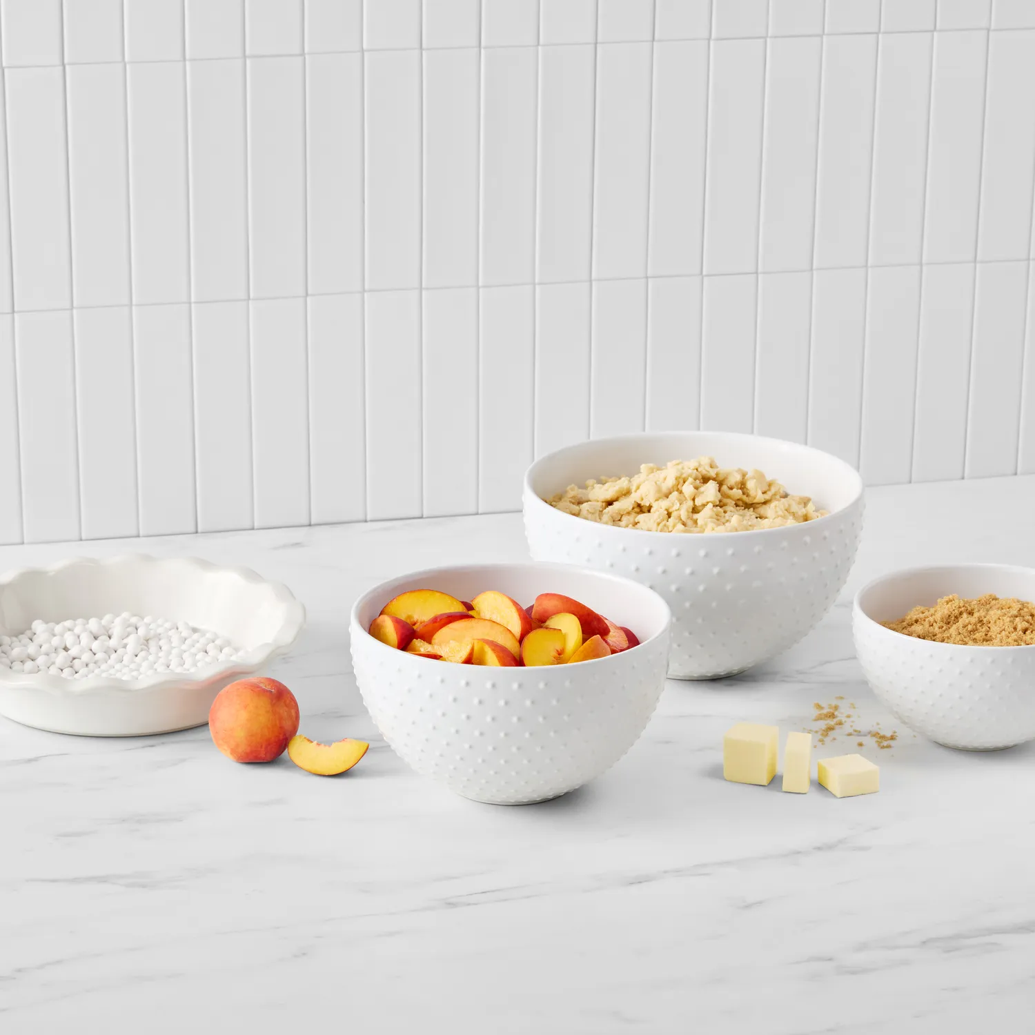 Sur La Table 3-Piece Ceramic Mixing Bowl Set, Dotted