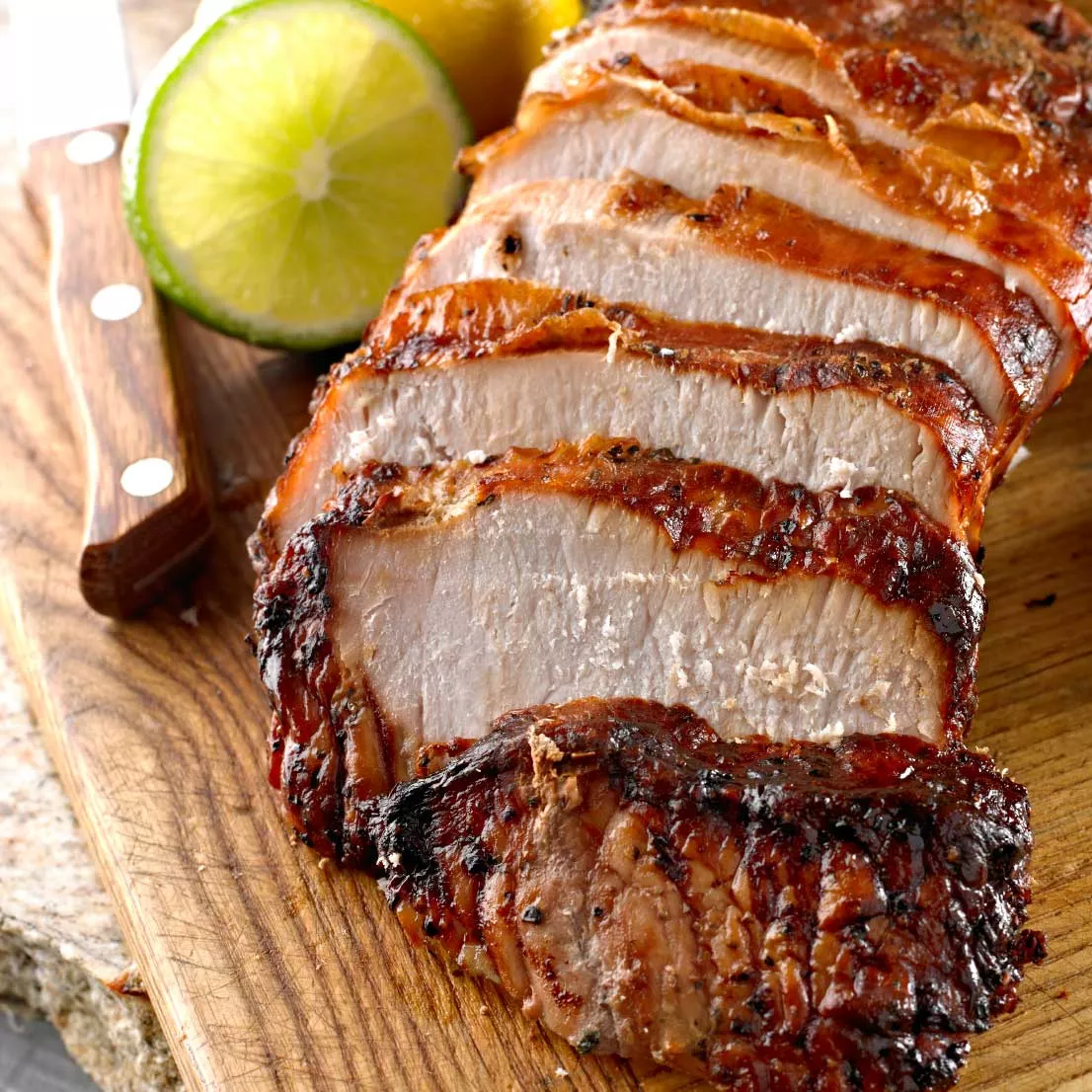 Roast Pork Loin with Caramelized Onions and Sherry Wine Sauce