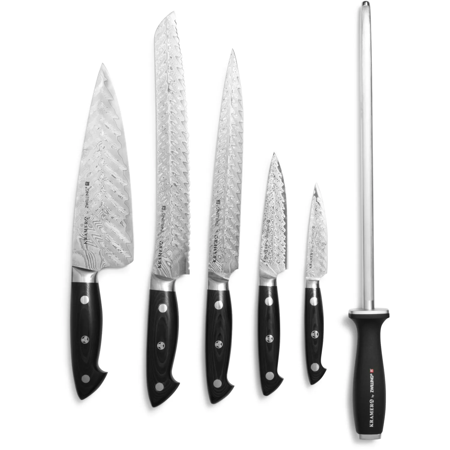 Bob Kramer Stainless Damascus 7-Piece Block Set by Zwilling J.A. Henckels