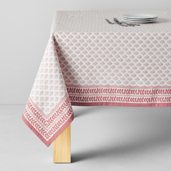Sur La Table Block Print Floral Tablecloth, Terracotta