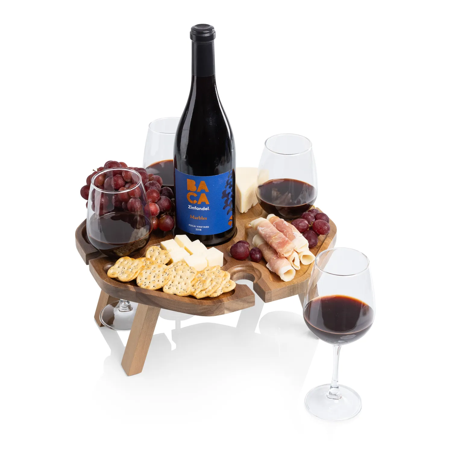 Picnic Time Mesavino Wine Acacia Picnic Table