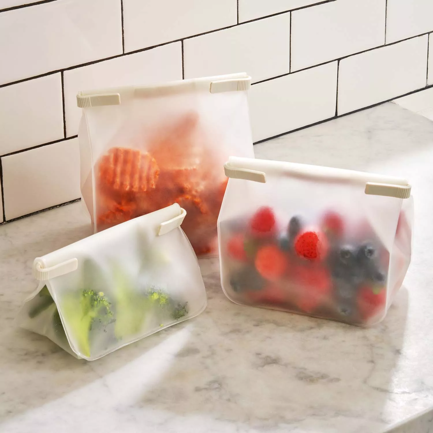 Lekue Reusable Silicone Food Storage Box, Set of 3