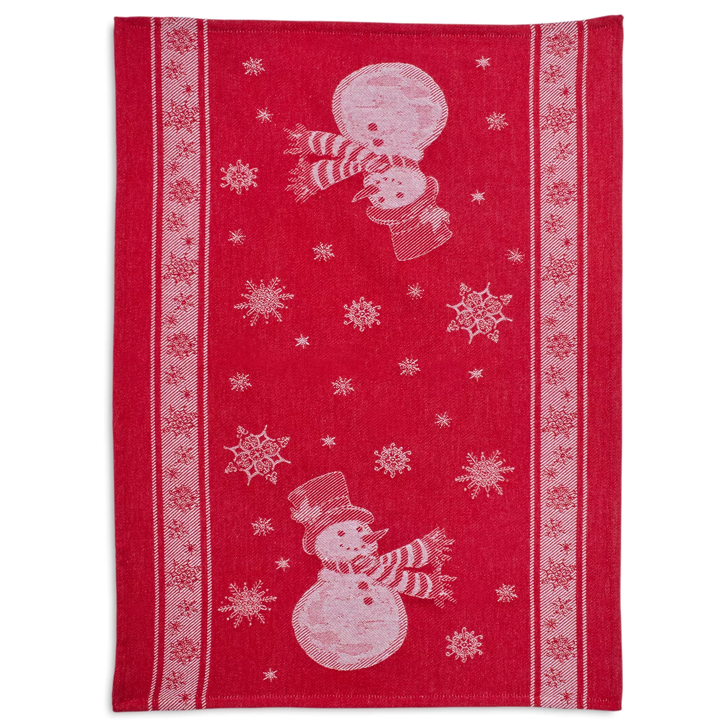 Sur La Table Red Snowman Jacquard Kitchen Towel, 28&#34; x 20&#34;