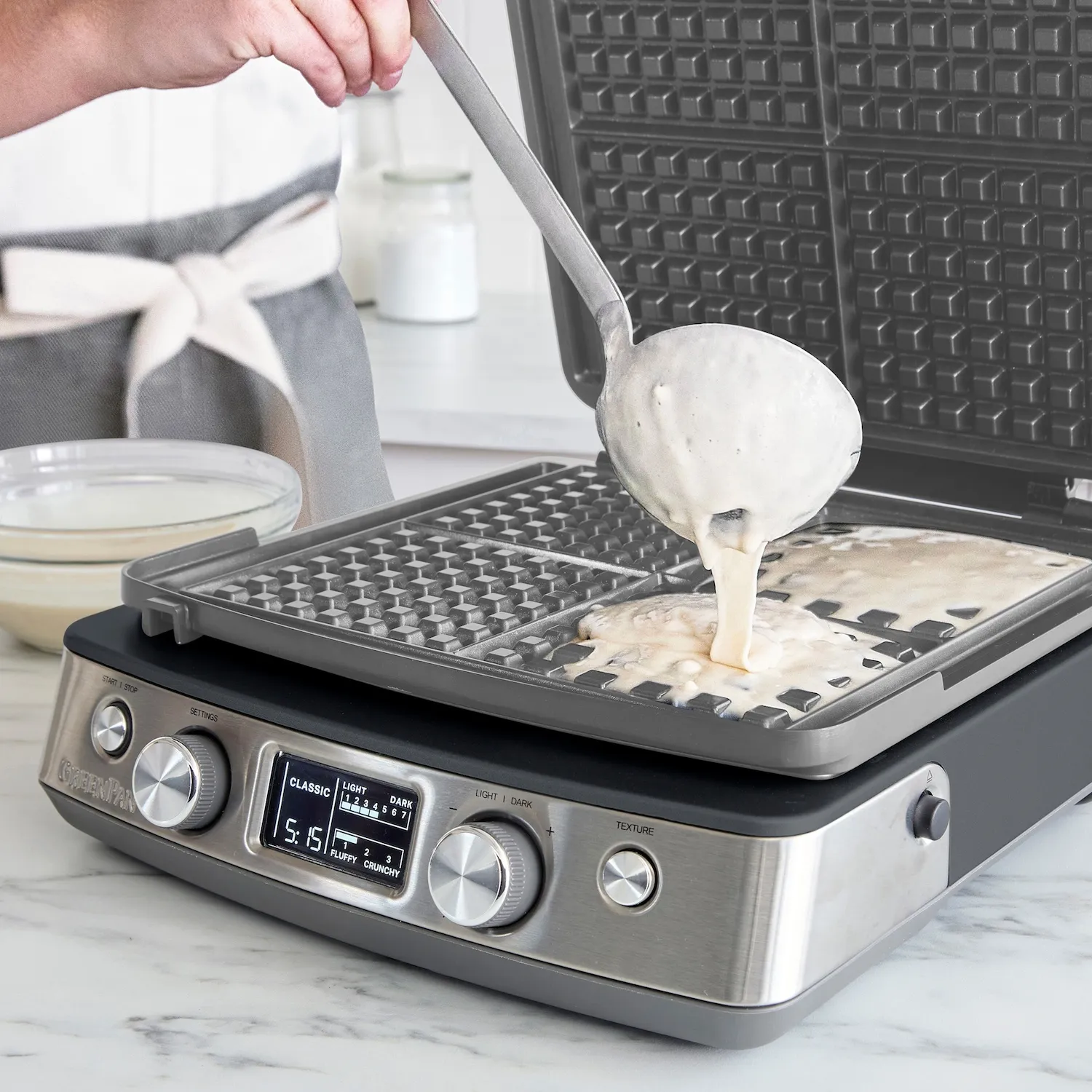 GreenPan 4-Square Waffle Maker with Removable Plates