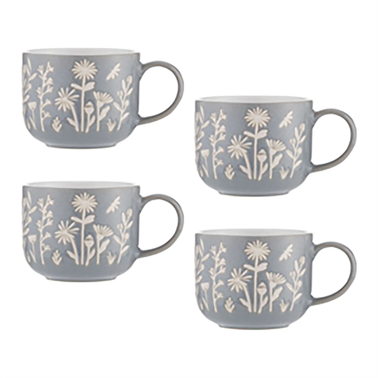 Mason Cash In the Meadow Blue Daisy Mug, Set of 4