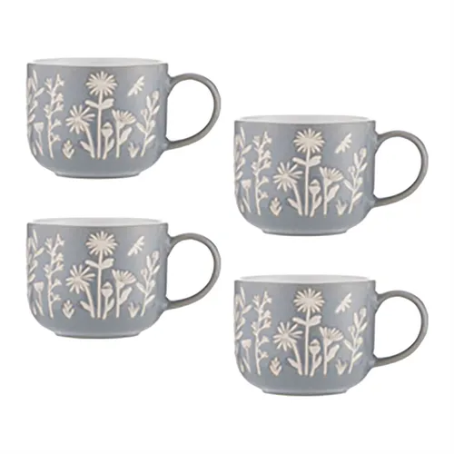 Mason Cash In the Meadow Blue Daisy Mug, Set of 4