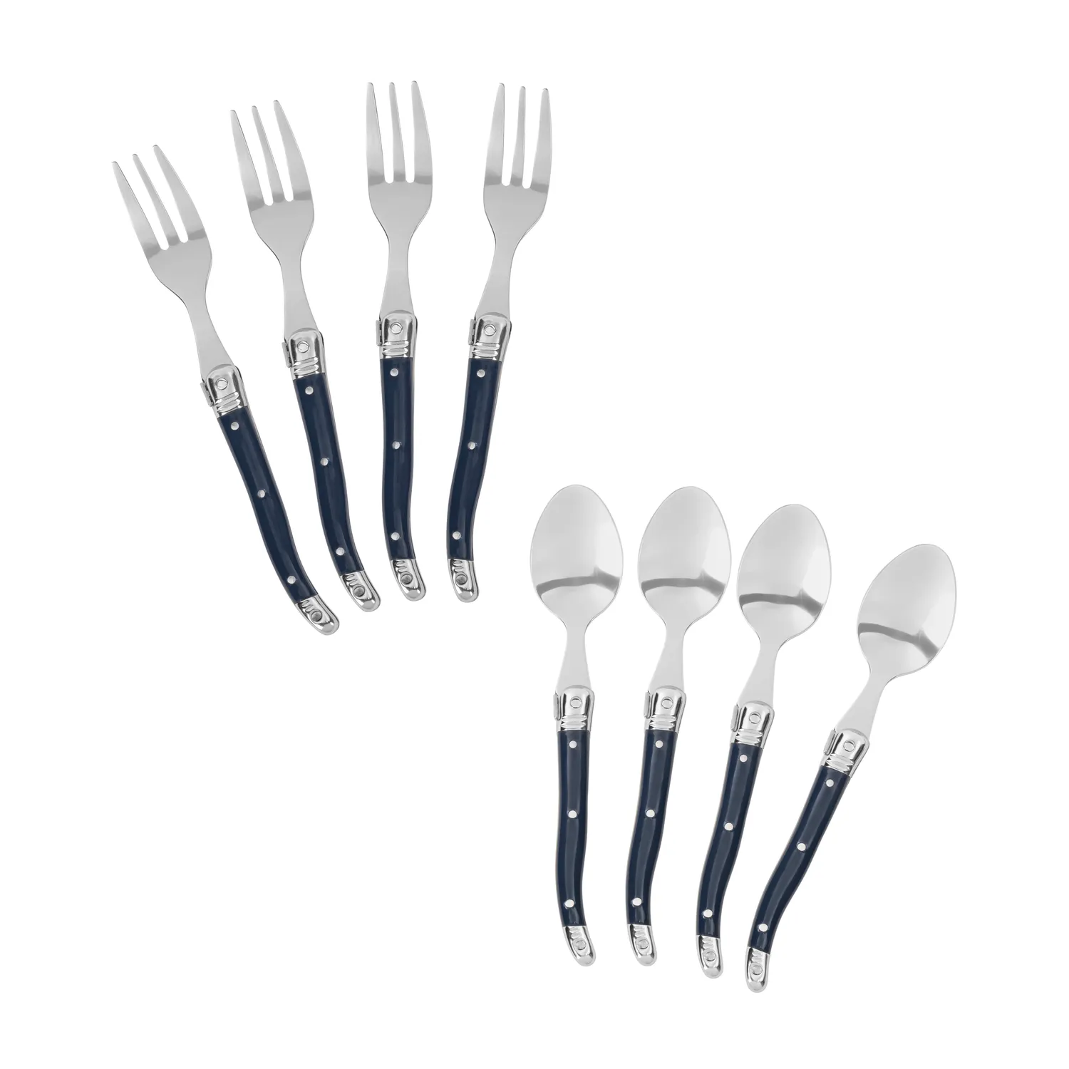 French Home 8-Piece Laguiole Cocktail/Dessert Spoon and Fork Set
