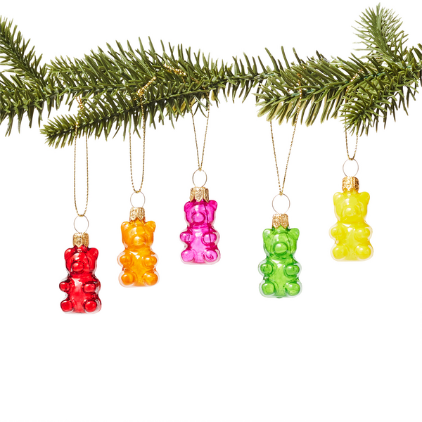Gummy Bear Glass Ornaments, Set of 5