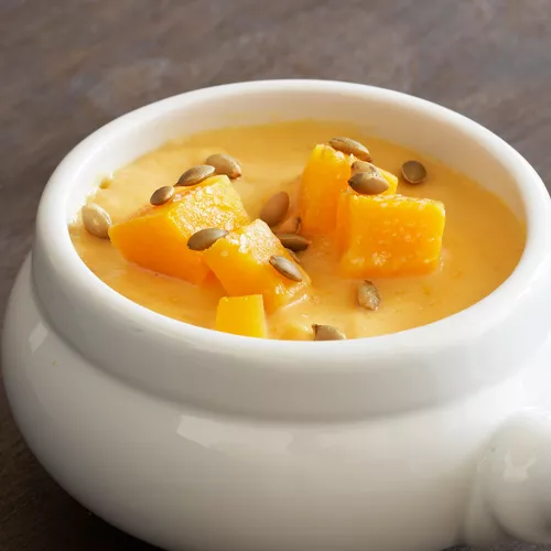 Butternut Squash & Apple Soup with Cider Cream