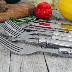 French Home Laguiole Stainless Steel Steak Knife and Fork Set, Set of 8