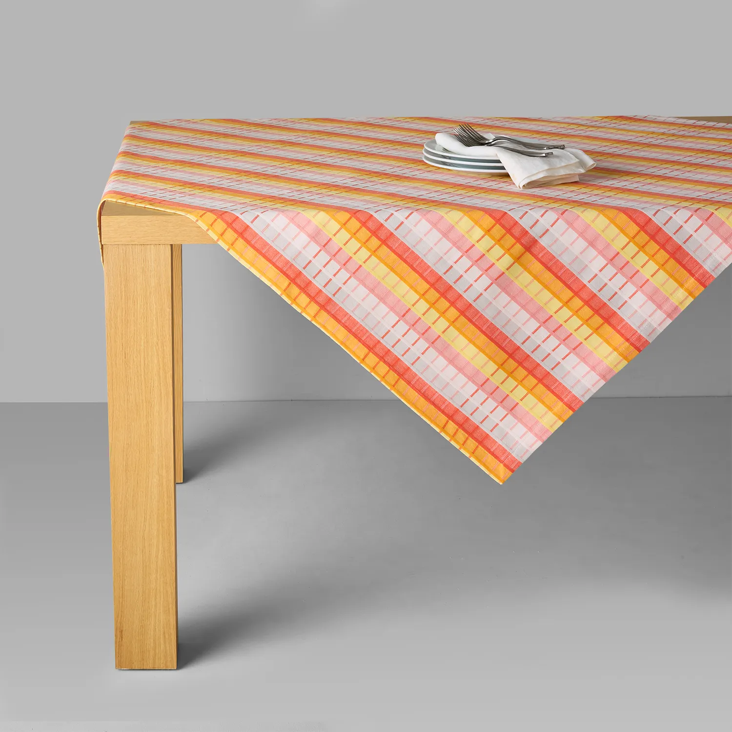 Sur La Table Wild Poppies Plaid Table Throw