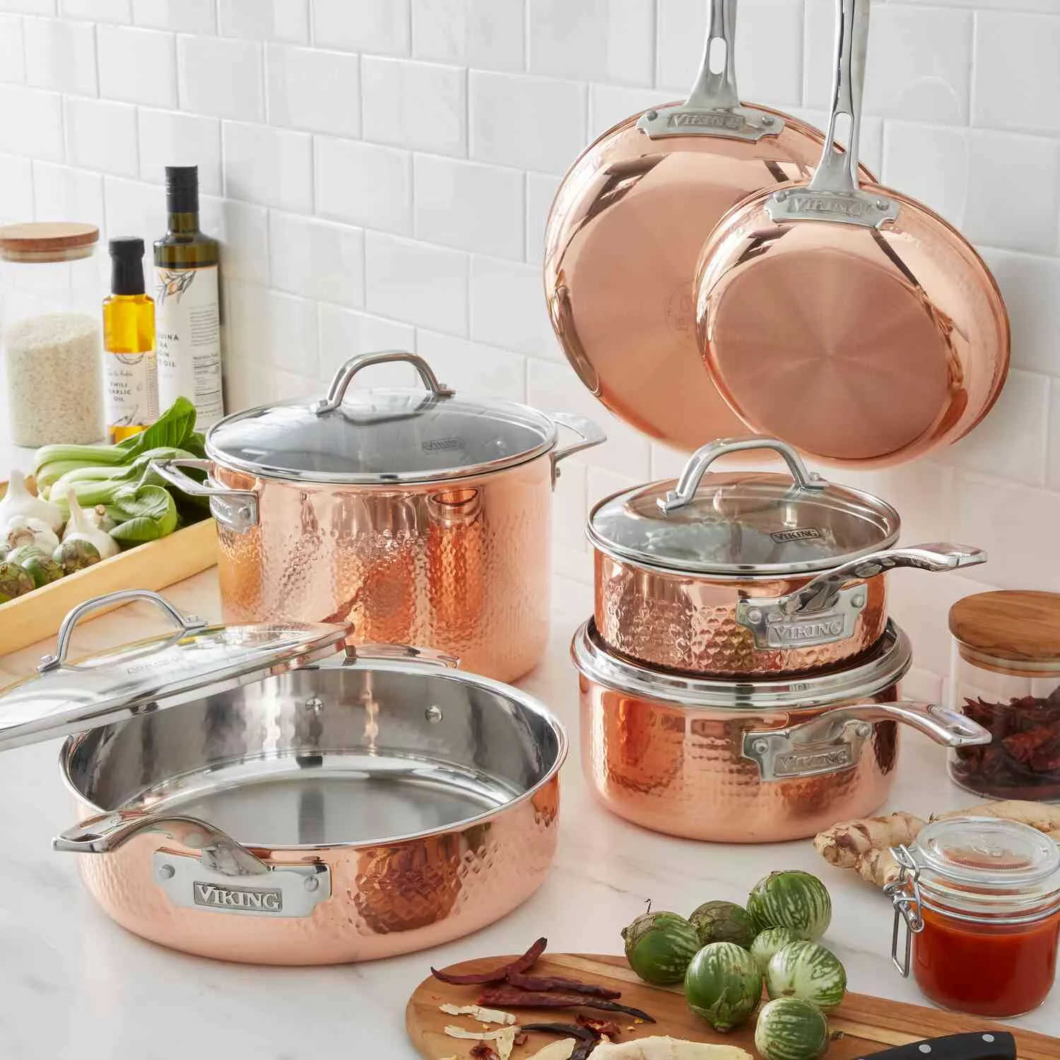 Viking Copper Clad 3-Ply Hammered 10-Piece Cookware Set