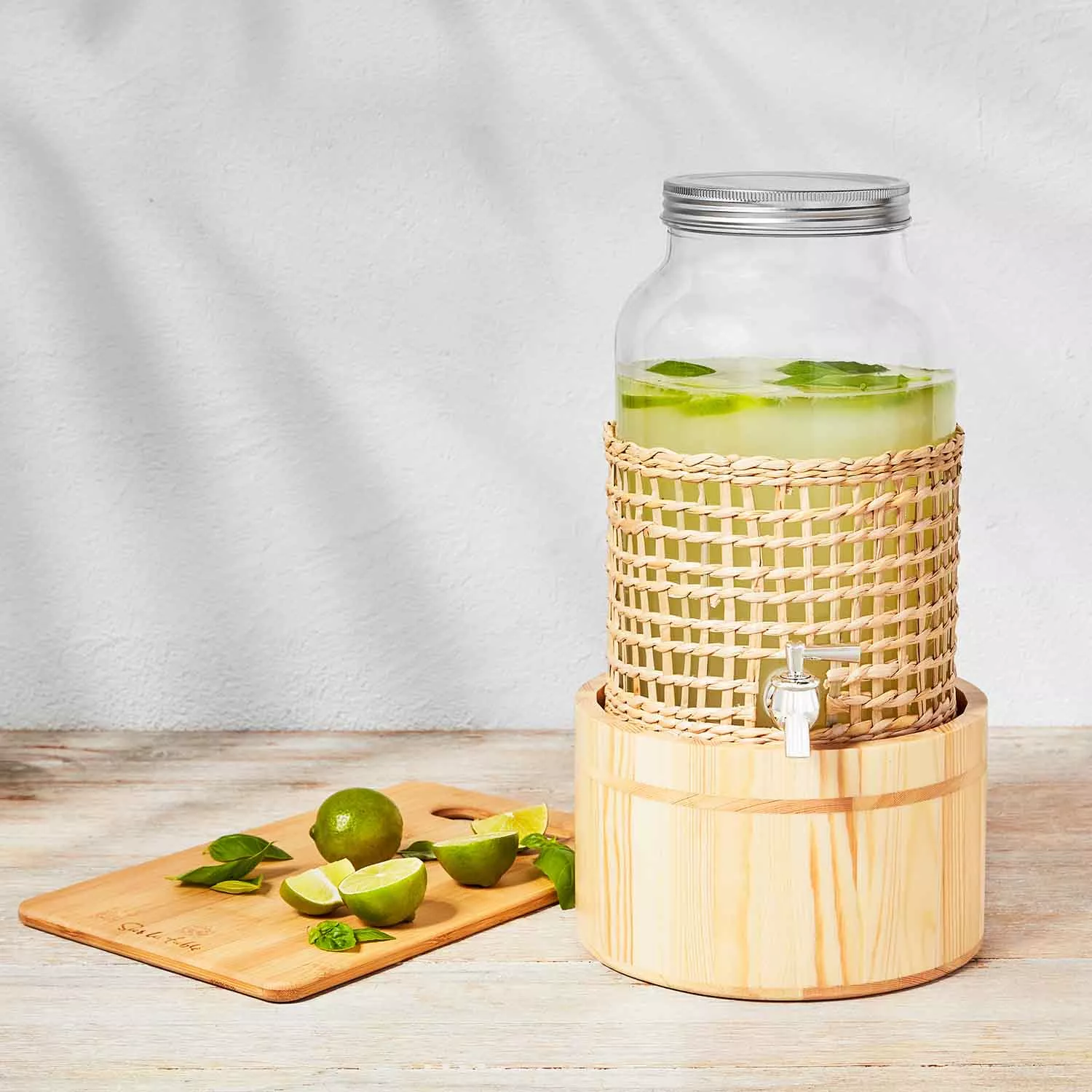 Sur La Table Beverage Dispenser with Pine Stand, 1.5 Gallons