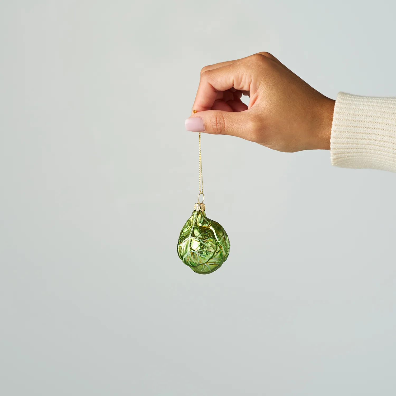 Sur La Table Brussel Sprout Glass Ornament, 2.5"