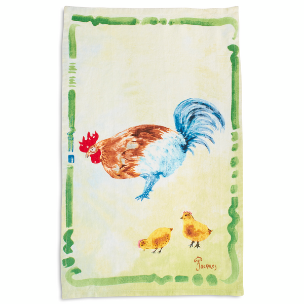Jacques P&#233;pin Collection Chicken with Chicks Linen Kitchen Towel, 28&#34; x 18&#34;