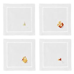 Henry Handwork Classic Drinks Cocktail Napkins, Set of 4