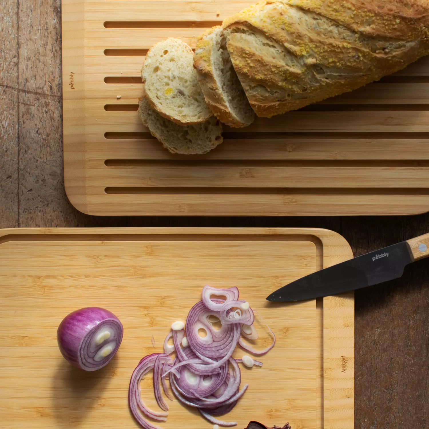 Pebbly Reversible Bamboo Bread Board