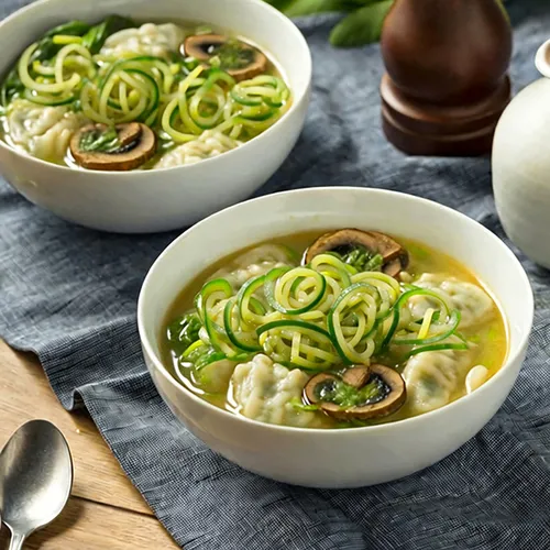 Zucchini Noodle Wonton Soup