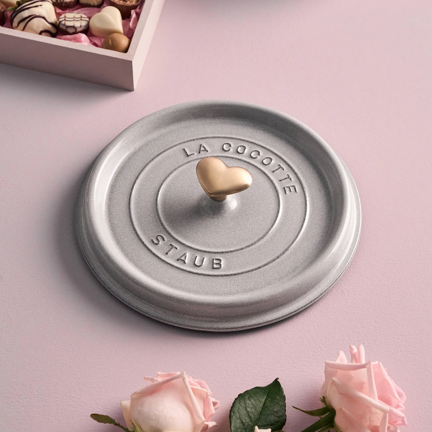 Staub Light Gold Heart Knob