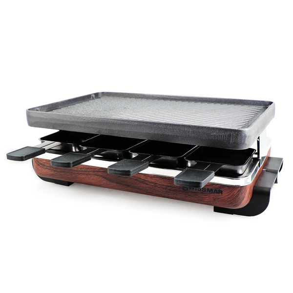 Swissmar Classic 8-Person Faux Wood Raclette with Reversible Cast Iron Grill Top