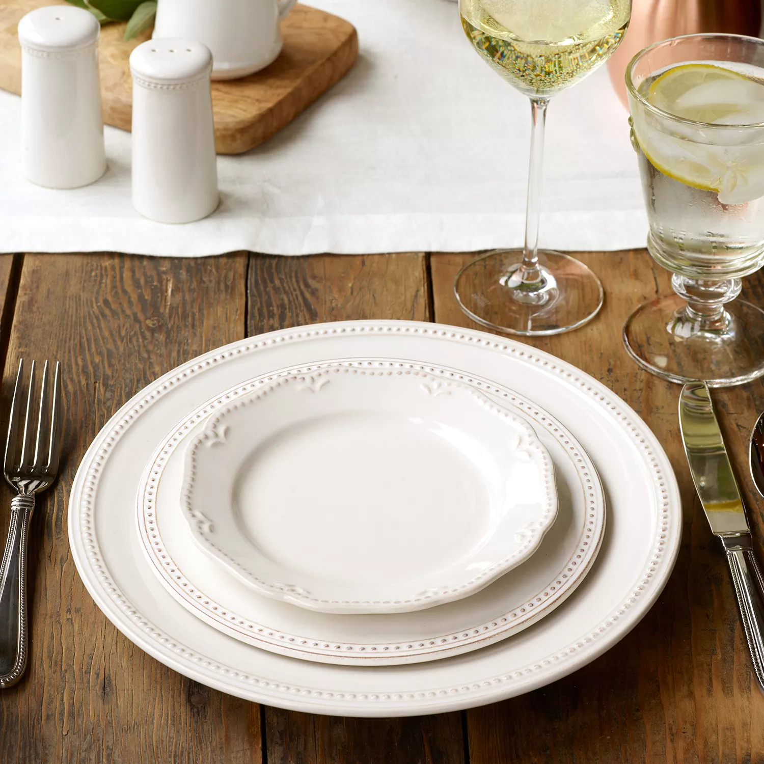 Sur La Table Pearl Stoneware Dessert Plates, Set of 4, White:  Dinner Plates